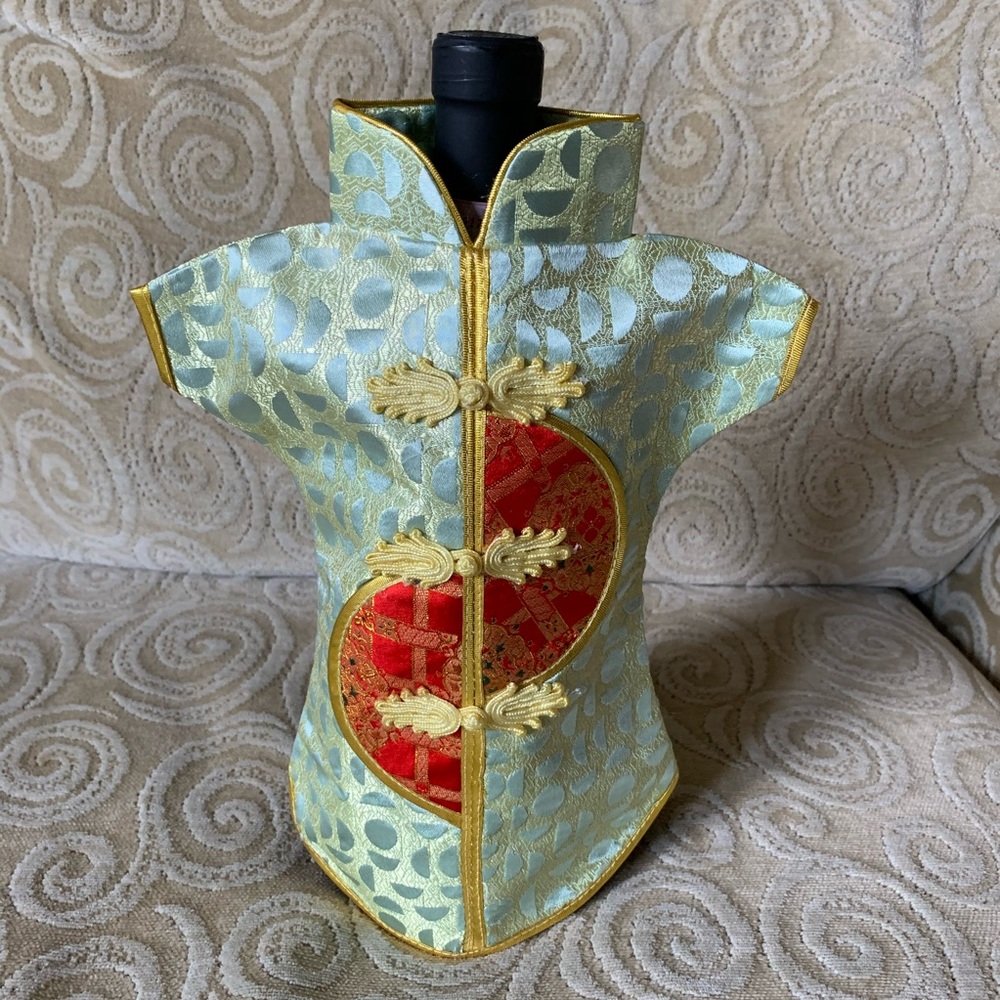 Yellow/Gold/Red Chinese Dress Wine Bottle Cover